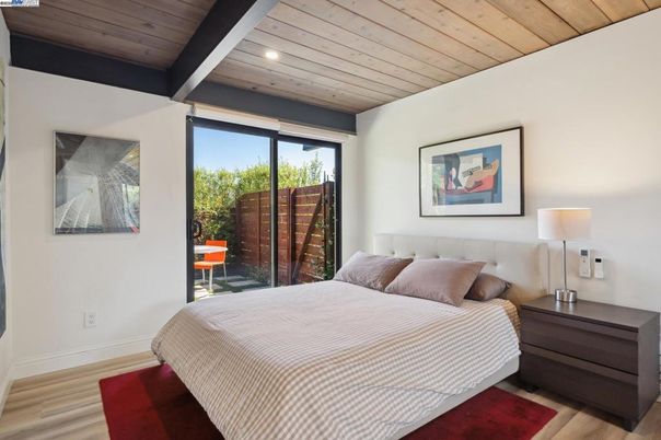 Bedroom, Interior, Recessed Lighting, Wooden Ceilings, Wood Texture Flooring