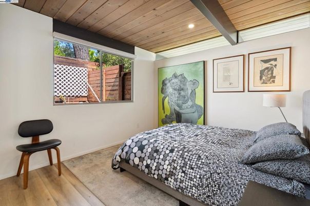 Bedroom, Interior, Recessed Lighting, Wooden Beams, Wooden Ceilings, Wood Texture Flooring