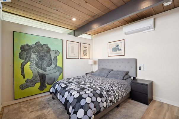 Bedroom, Interior, Recessed Lighting, Wooden Ceilings, Wood Texture Flooring