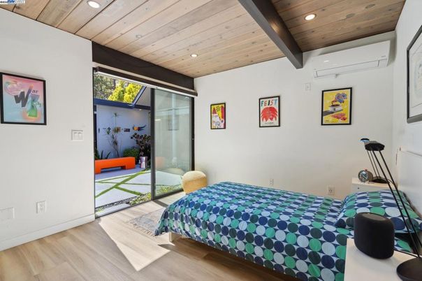 Bedroom, Interior, Recessed Lighting, Wooden Beams, Wooden Ceilings, Wood Texture Flooring