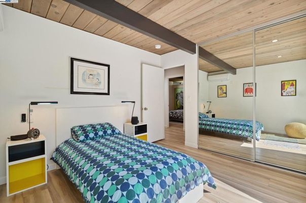 Bedroom, Interior, Recessed Lighting, Wooden Beams, Wooden Ceilings, Wood Texture Flooring