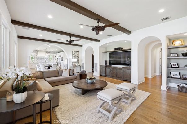 Dining room, Interior, Kitchen, Living room, Pendant Lights, Recessed Lighting, Wooden Beams, Wood Texture Flooring