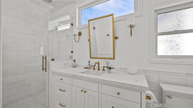 Bathroom, Glass Shower, Interior, Marble Walls