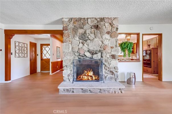 Fireplace, Interior, Stone Walls, Wood Texture Flooring