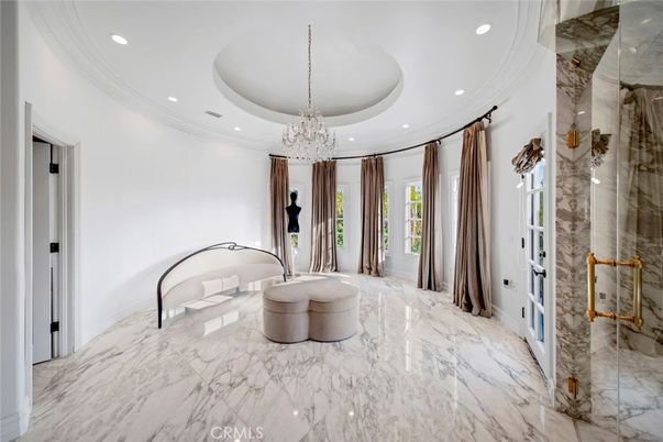 Bathroom, Chandelier, Interior, Marble, Recessed Lighting