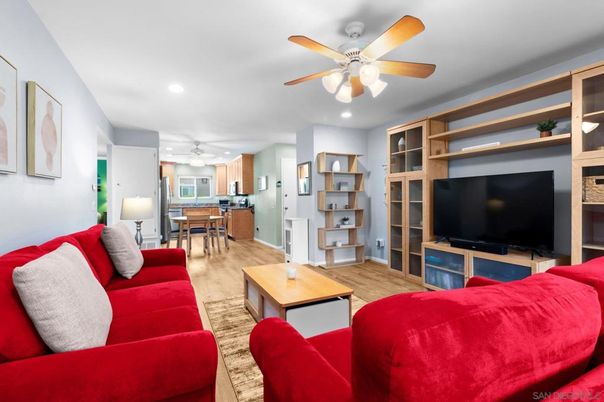 Dining room, Interior, Kitchen, Living room, Recessed Lighting, Wood Texture Flooring