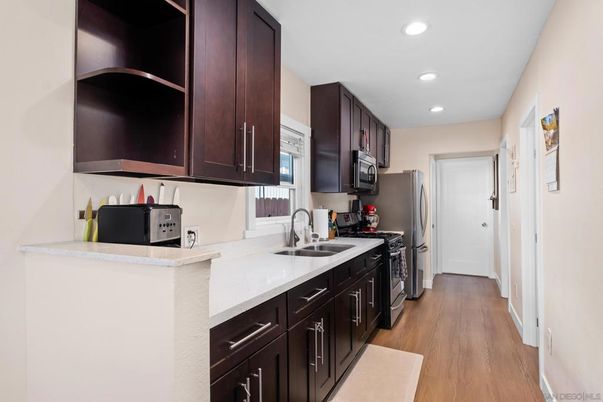 Interior, Kitchen, Recessed Lighting, Wood Texture Flooring