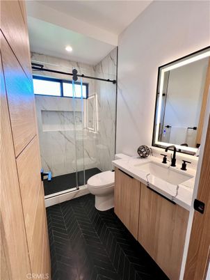 Bathroom, Glass Shower, Interior, Marble Walls, Recessed Lighting