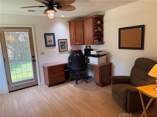 Home Office, Interior, Recessed Lighting, Wood Texture Flooring