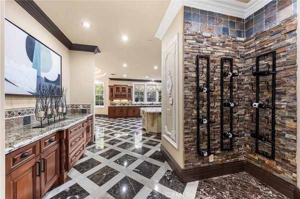 Interior, Marble, Recessed Lighting, Stone Walls, Wine Storage