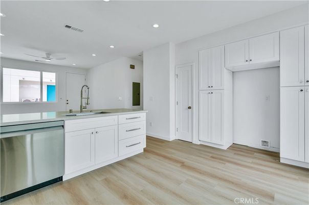 Interior, Kitchen, Recessed Lighting, Wood Texture Flooring