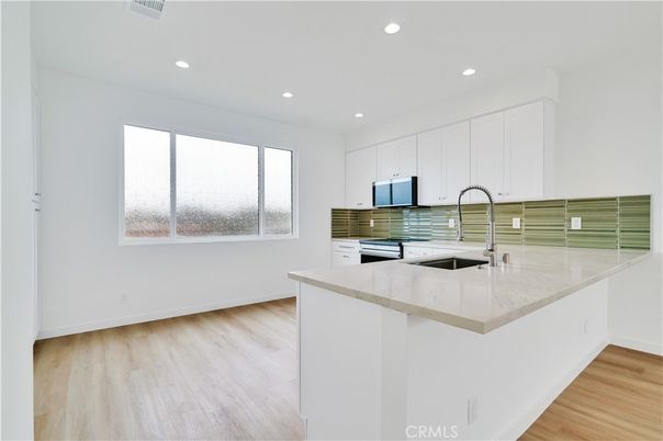 Interior, Kitchen, Recessed Lighting, Wood Texture Flooring
