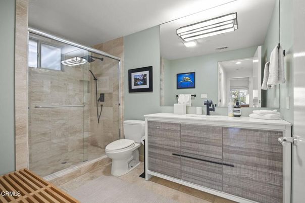 Bathroom, Glass Shower, Interior, Recessed Lighting