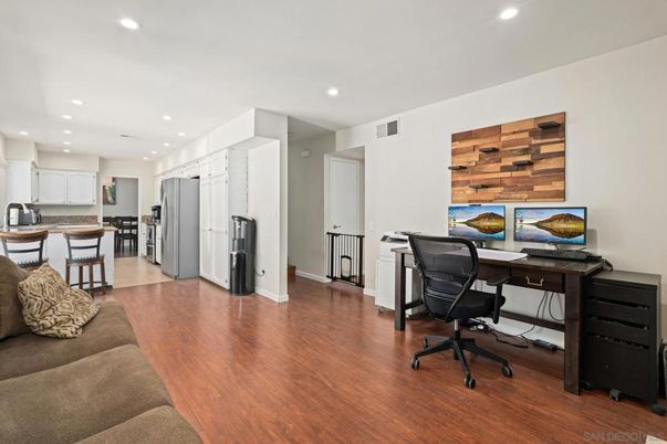 Home Office, Interior, Kitchen, Recessed Lighting, Wood Texture Flooring