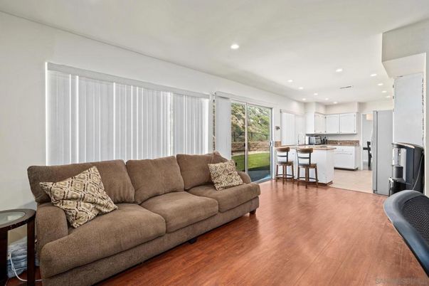 Interior, Kitchen, Living room, Recessed Lighting, Wood Texture Flooring