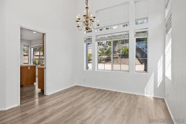 Chandelier, Empty room, Interior, Recessed Lighting, Wood Texture Flooring