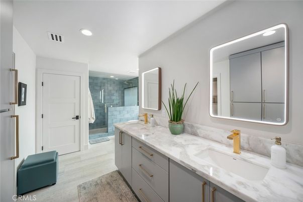 Bathroom, Dual Sink Vanities, Glass Shower, Interior, Recessed Lighting