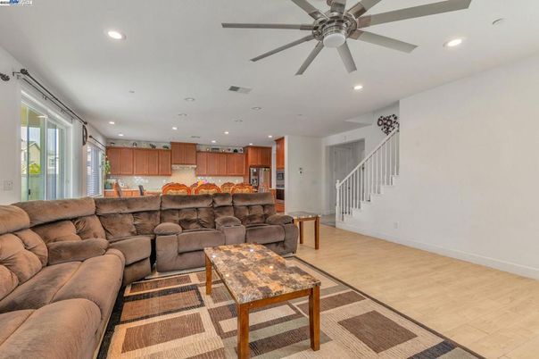 Interior, Kitchen, Living room, Recessed Lighting, Wood Texture Flooring