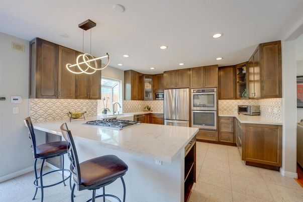 Interior, Kitchen, Pendant Lights, Recessed Lighting, Stainless Steel Appliances