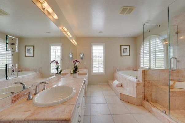 Bathroom, Dual Sink Vanities, Glass Shower, Interior