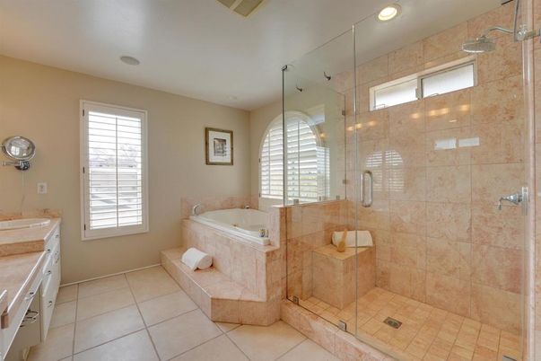 Bathroom, Glass Shower, Interior, Recessed Lighting