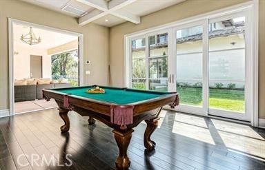 Billiard Table, Game Room, Interior, Recessed Lighting, Wood Texture Flooring