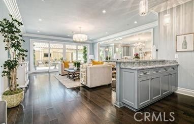 Chandelier, Dining room, Interior, Living room, Pendant Lights, Recessed Lighting, Wood Texture Flooring
