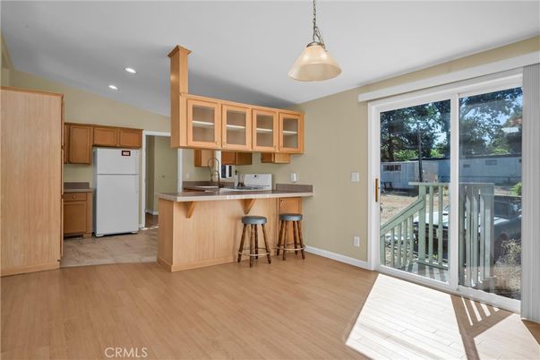 Interior, Kitchen, Pendant Lights, Recessed Lighting, Wood Texture Flooring