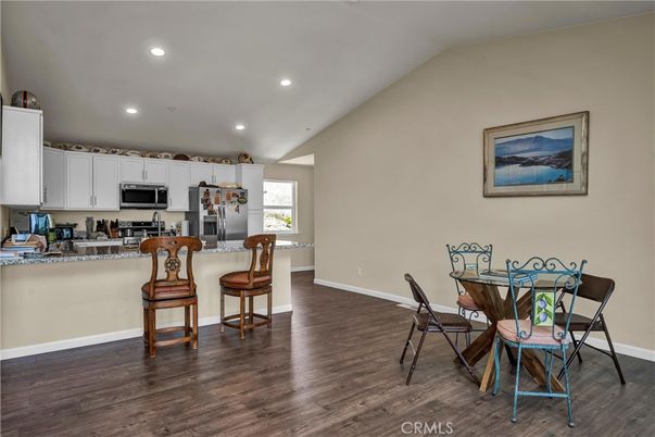 Dining room, Interior, Kitchen, Recessed Lighting, Wood Texture Flooring