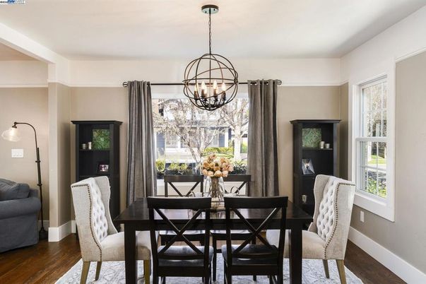 Chandelier, Dining room, Interior, Pendant Lights, Wood Texture Flooring
