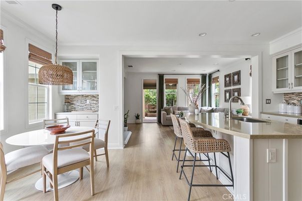 Dining room, Interior, Kitchen, Living room, Pendant Lights, Recessed Lighting, Wood Texture Flooring