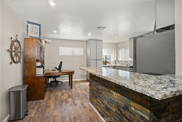 Home Office, Interior, Kitchen, Recessed Lighting, Wood Texture Flooring