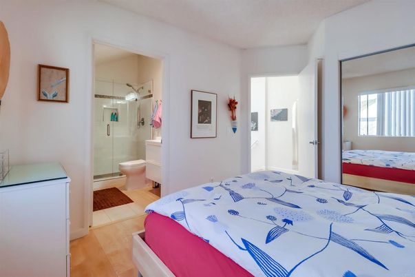 Bathroom, Bedroom, Glass Shower, Interior, Wood Texture Flooring