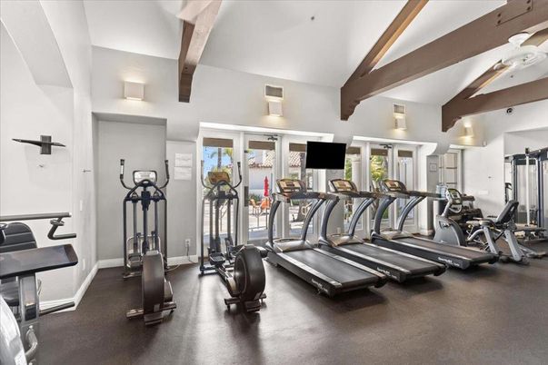 Fitness Equipment, Gym, Interior, Wooden Beams