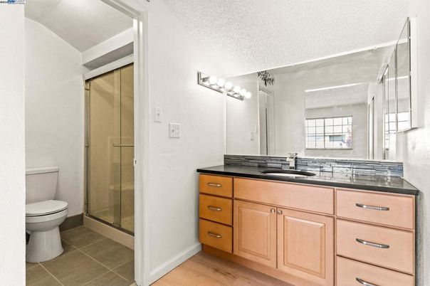 Bathroom, Glass Shower, Interior, Wood Texture Flooring