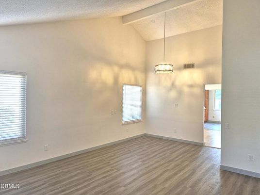 Empty room, Interior, Pendant Lights, Wood Texture Flooring