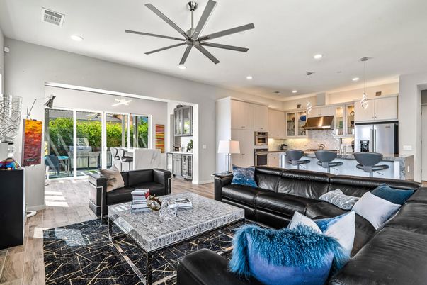 Interior, Kitchen, Living room, Pendant Lights, Recessed Lighting, Stainless Steel Appliances, Wood Texture Flooring