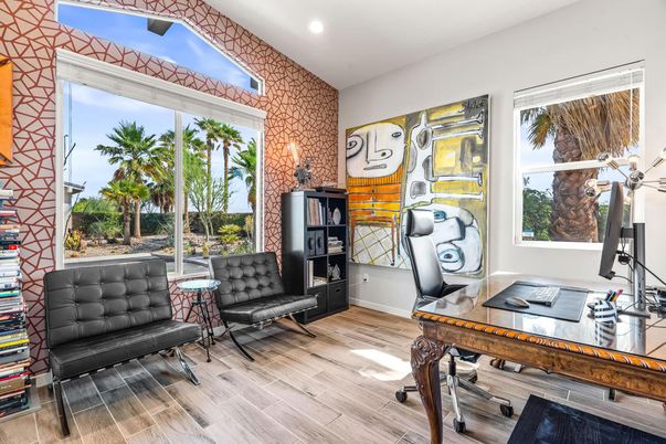 Home Office, Interior, Recessed Lighting, Wood Texture Flooring