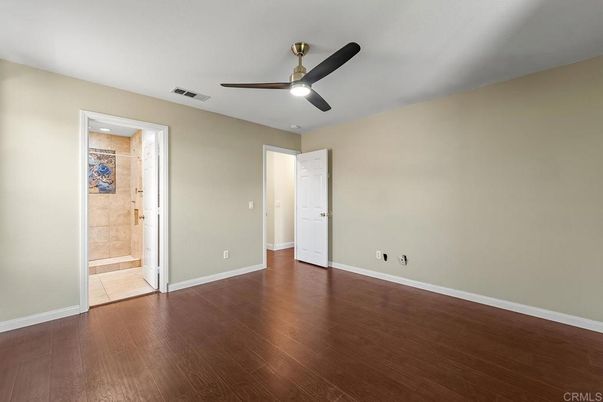Bathroom, Empty room, Interior, Recessed Lighting, Wood Texture Flooring