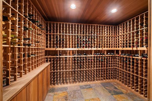 Interior, Recessed Lighting, Wine Storage, Wooden Ceilings