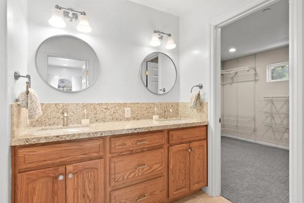 Bathroom, Dual Sink Vanities, Glass Shower, Interior, Recessed Lighting