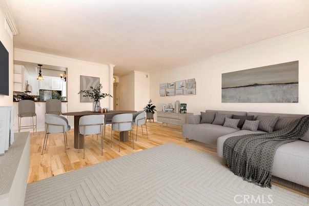 Dining room, Interior, Kitchen, Living room, Pendant Lights, Wood Texture Flooring