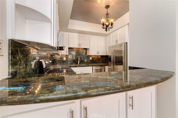 Chandelier, Interior, Kitchen, Stainless Steel Appliances