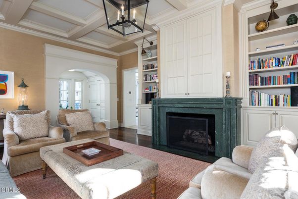 Fireplace, Interior, Living room, Pendant Lights, Wood Texture Flooring