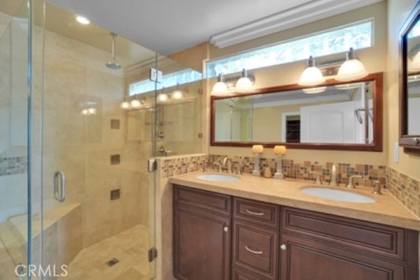 Bathroom, Dual Sink Vanities, Glass Shower, Interior, Recessed Lighting
