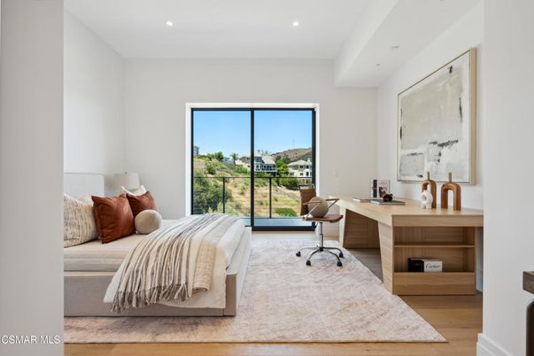 Bedroom, Home Office, Interior, Recessed Lighting, Wood Texture Flooring