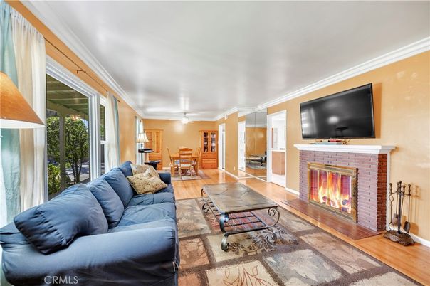 Dining room, Fireplace, Interior, Living room, Wood Texture Flooring
