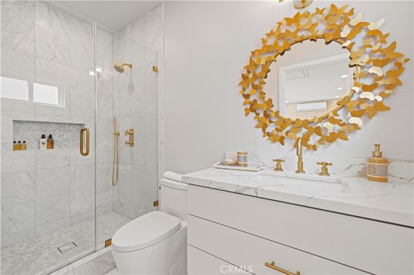 Bathroom, Glass Shower, Interior, Marble Walls