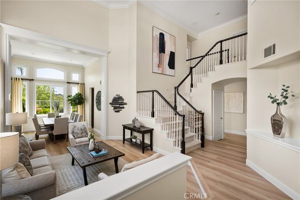 Dining room, Interior, Living room, Recessed Lighting, Wood Texture Flooring