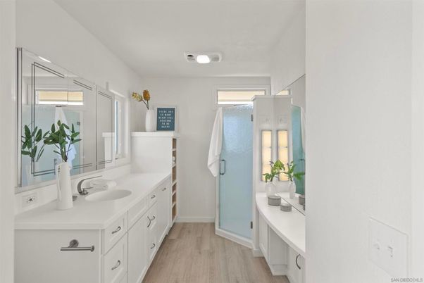 Bathroom, Dual Sink Vanities, Interior, Wood Texture Flooring